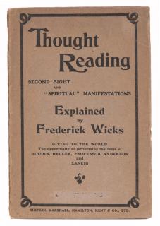 Appraisal: Wicks Frederick Thought Reading Second Sight and Spiritual Manifestations London