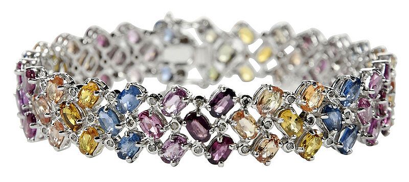 Appraisal: kt Sapphire and Diamond Bracelet approx oval faceted blue pink