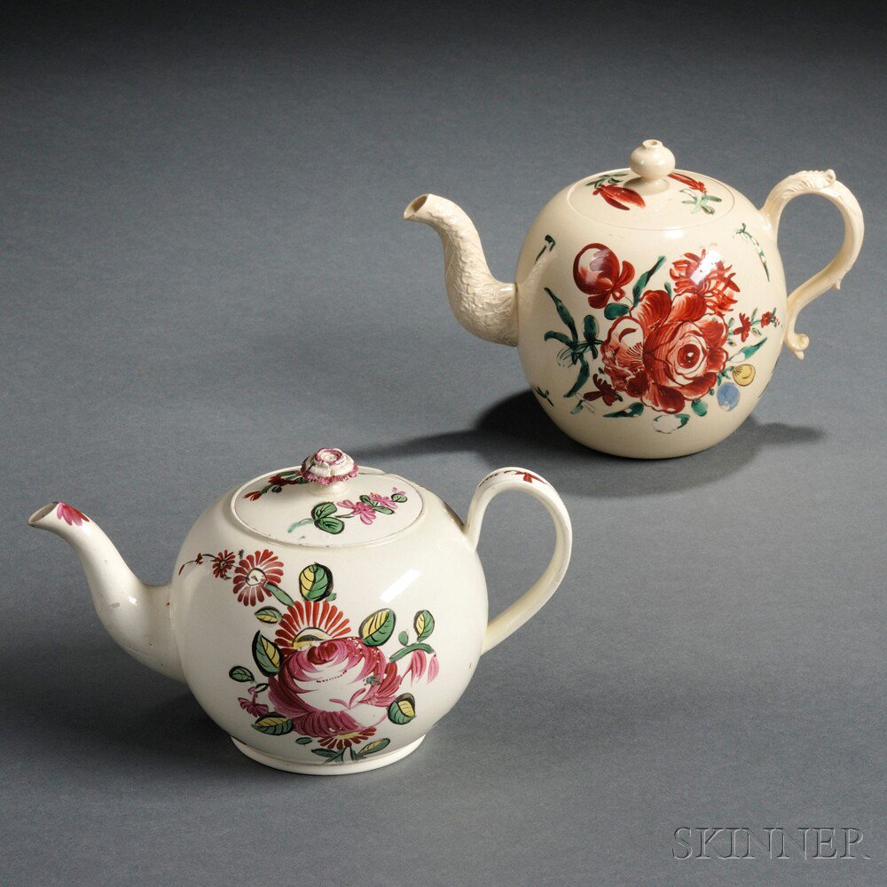 Appraisal: Two Staffordshire Creamware Teapots and Covers England late th century