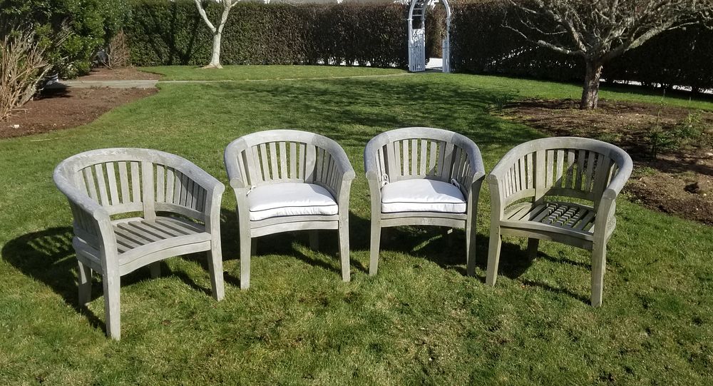 Appraisal: Four Teak Barrel Back Armchairs Set of Four Teak Wood