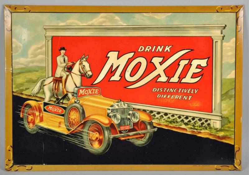 Appraisal: Tin Over Cardboard Moxie Sign Description Circa s Nice graphics