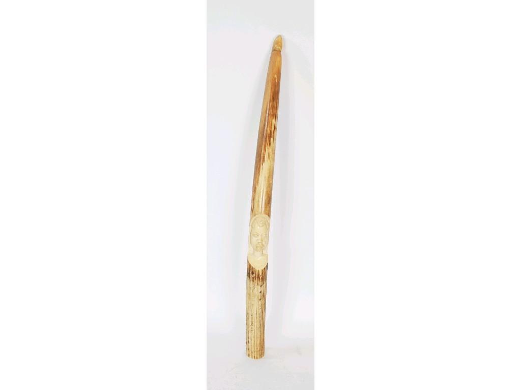 Appraisal: LARGE AFRICAN IVORY TUSK well carved out with head of