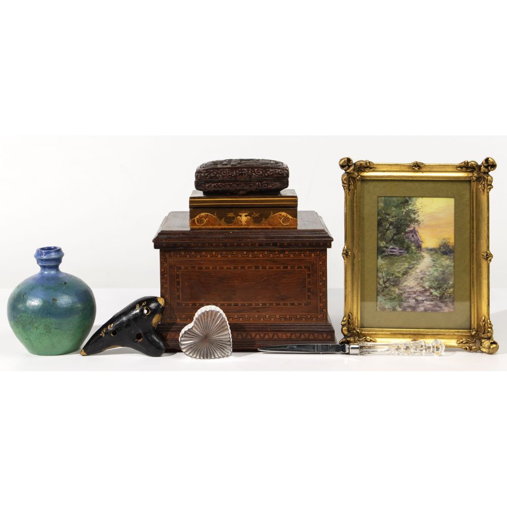 Appraisal: TRINKET BOX AND DESK ACCESSORY ASSORTMENT items including crystal heart