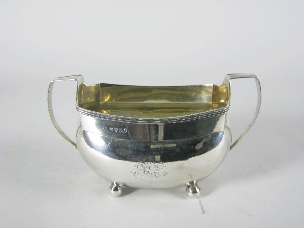 Appraisal: A George III two handled boat shape Sugar Bowl engraved