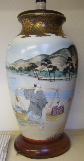 Appraisal: A Japanese Kutani porcelain vase mounted as a lamp th