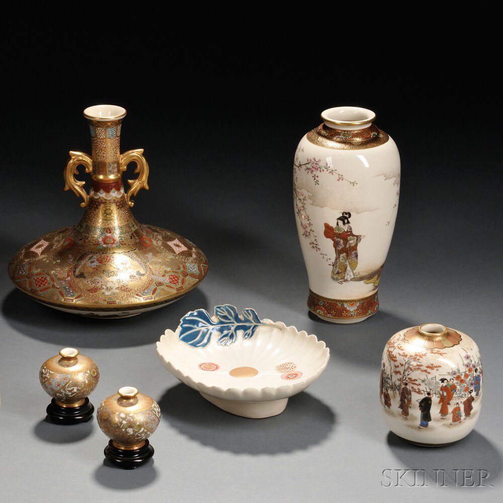 Appraisal: Six Satsuma Wares Japan th th century a pair of