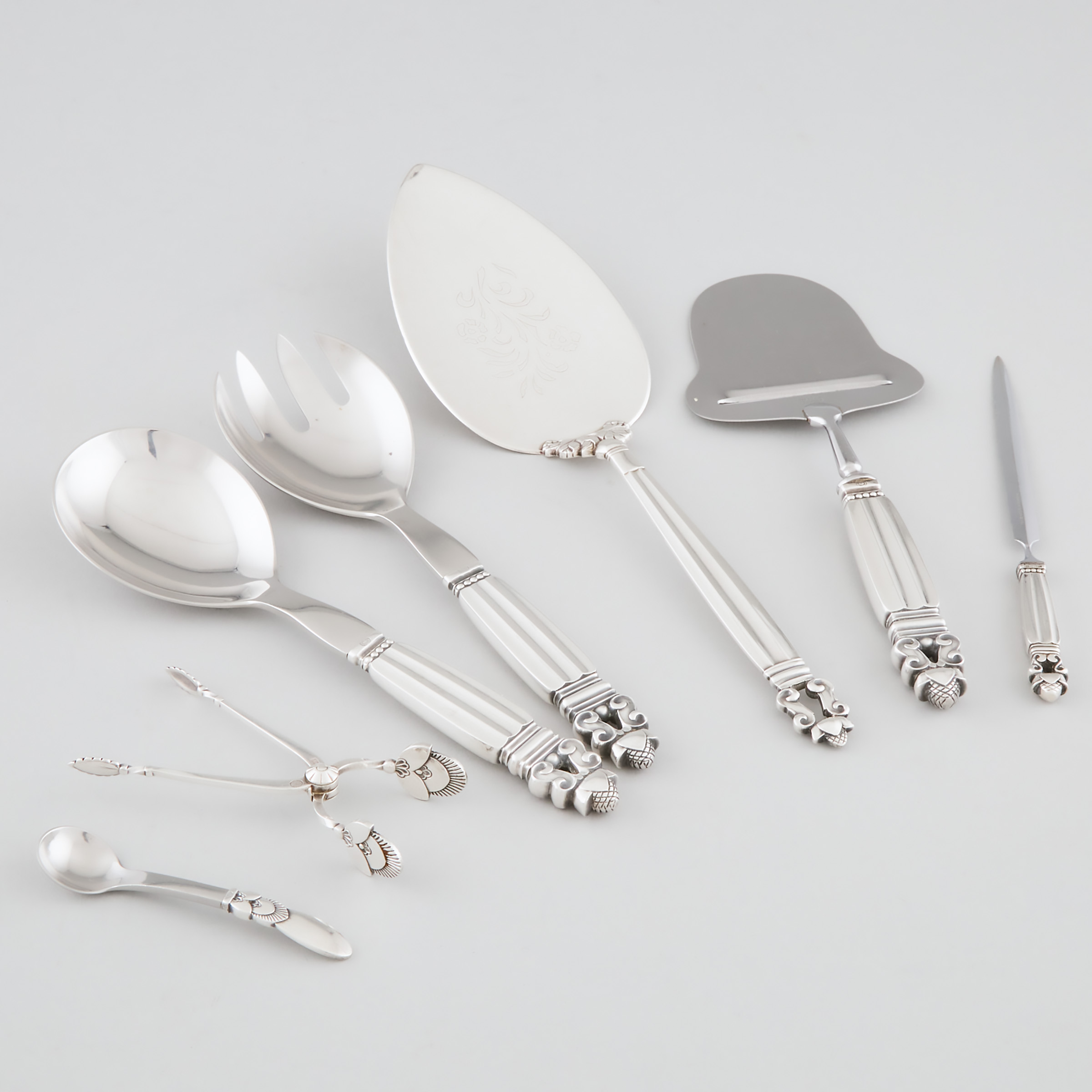 Appraisal: Group of Danish Silver Flatware Georg Jensen Copenhagen th century