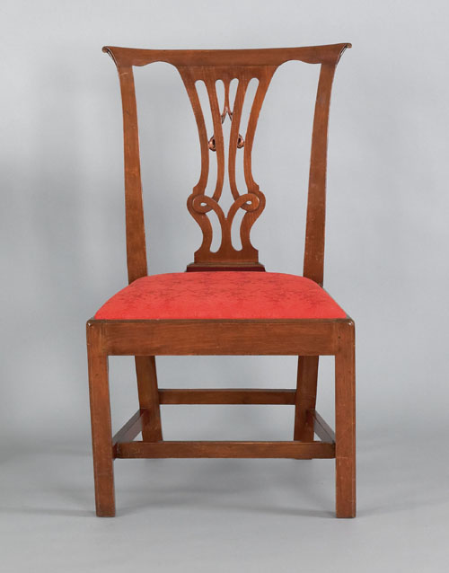 Appraisal: Virginia Chippendale carved walnut side chair ca - having a