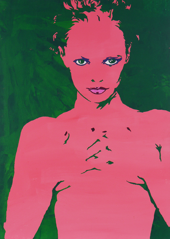 Appraisal: LARGE CANVAS OF A WOMAN IN PINK '' x ''