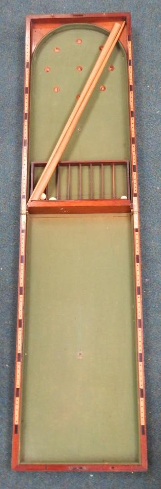 Appraisal: A Victorian bar billiards game with small cues ivory balls