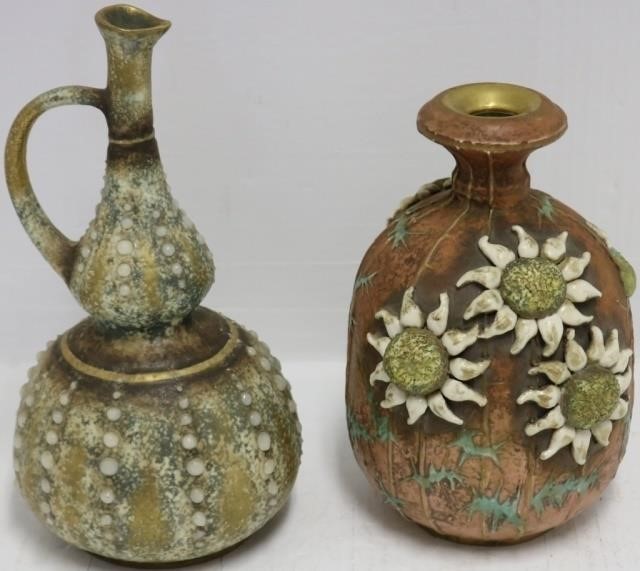 Appraisal: CA TWO AMPHORA AUSTRIAN VASES TO INCLUDE VASE WITH APPLIED