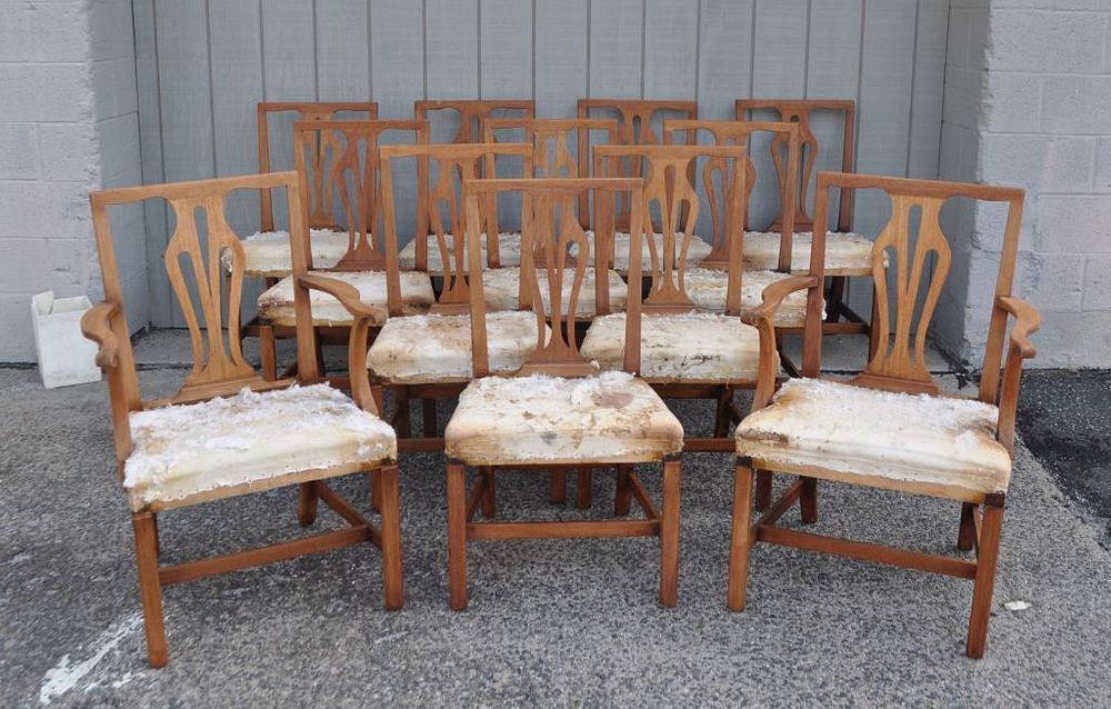 Appraisal: Set Twelve Chippendale Style Dining Chairs label Saybolt Cleland from