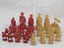 Appraisal: A th c Oriental carved ivory chess set the approx