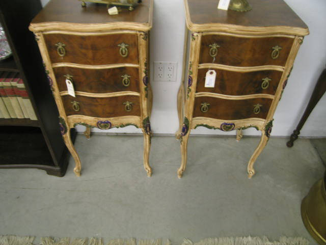 Appraisal: Pair of French Style Bedside Cabinets three drawer