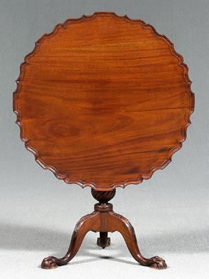 Appraisal: Chippendale style tea table carved mahogany tilting pie crust top