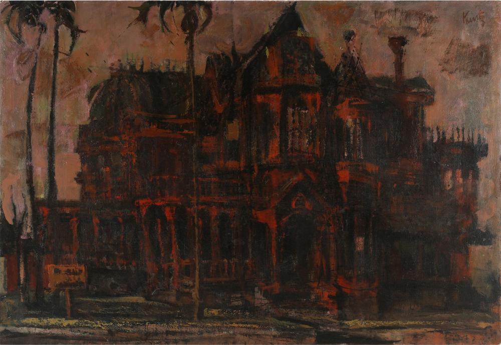 Appraisal: ROGER KUNTZ - VICTORIAN HOUSEoil on board signed upper right