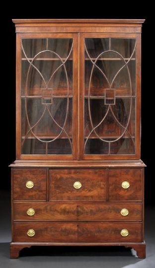 Appraisal: George III-Style Mahogany Bookcase partially composed of antique elements the