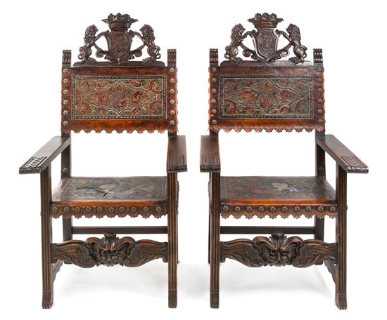 Appraisal: Sale Lot A Pair of Italian Baroque Style Carved Walnut