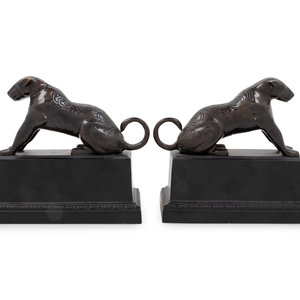 Appraisal: A Pair of Cast Metal Dog Bookends th Century Height