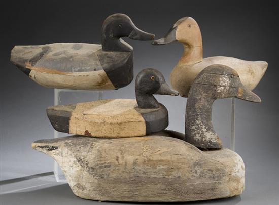 Appraisal: Group of duck decoys Early th century Large decoy with