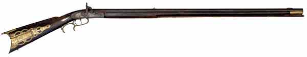 Appraisal: Full-Stock Percussion Rifle caliber '' octagonal barrel Unmarked rear buckhorn