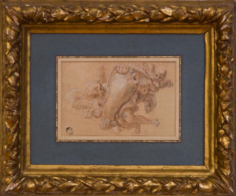 Appraisal: European School Two Putti Ink and chalk on paper unsigned