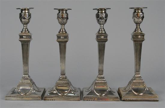 Appraisal: SET OF FOUR GEORGE III WEIGHTED SILVER CANDLESTICKS London William