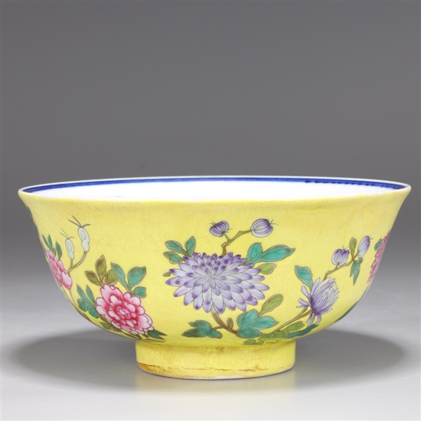 Appraisal: Chinese enameled porcelain bowl with blue and white interior scene