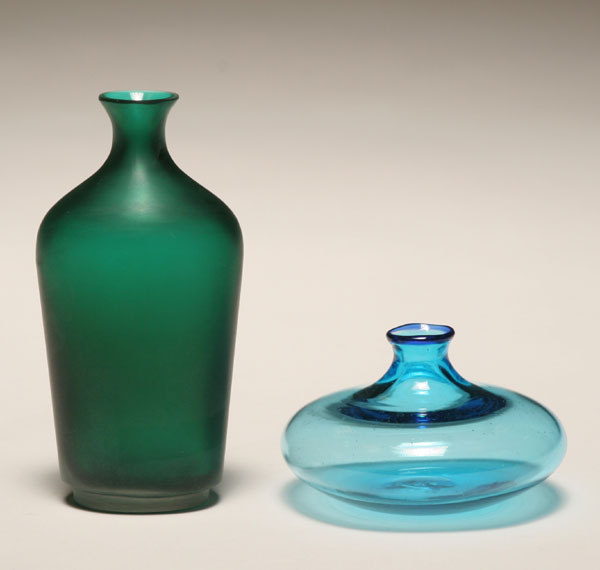 Appraisal: Lot of Venini Murano glass bottles green satin and blue