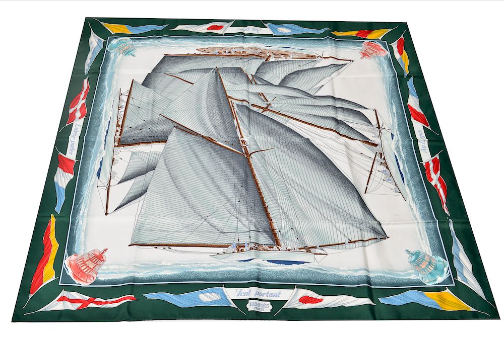 Appraisal: Hermes Vent Portant Silk Scarf Hermes silk scarf Vent Portant