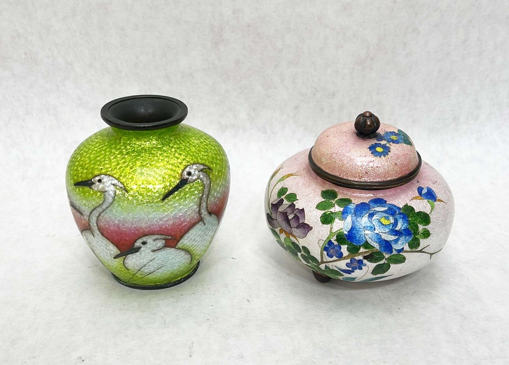 Appraisal: Japanese Meiji Perion Ginbari Cloisonne Vase and Jarjar tall widest