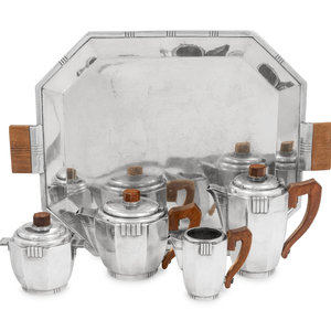 Appraisal: A French Art Deco Silver-Plate Five-Piece Tea and Coffee Service