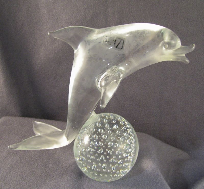 Appraisal: Murano Dolphin Figure Crystal hand blown dolphin figure on a