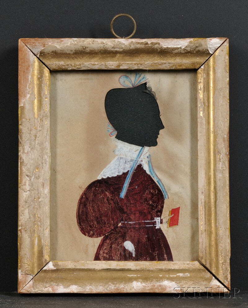 Appraisal: Red Book Artist Silhouette Portrait of a Woman Holding a