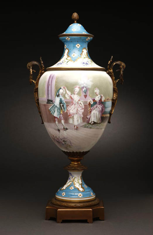 Appraisal: A Sevres style gilt-metal porcelain covered vase A Sevres style