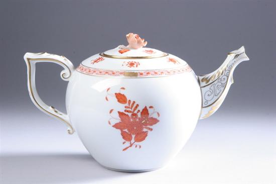 Appraisal: HEREND PORCELAIN TEAPOT Chinese Bouquet-Rust pattern - in high