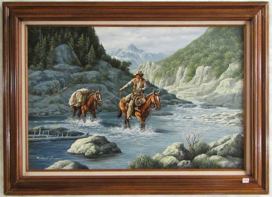 Appraisal: ROBERT FOX OIL ON CANVAS United States th century Fording