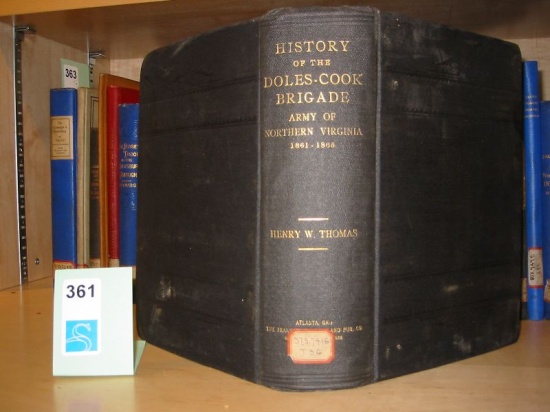 Appraisal: GEORGIA--CONFEDERATE Thomas Henry W History of the Doles-Cook Brigade Army