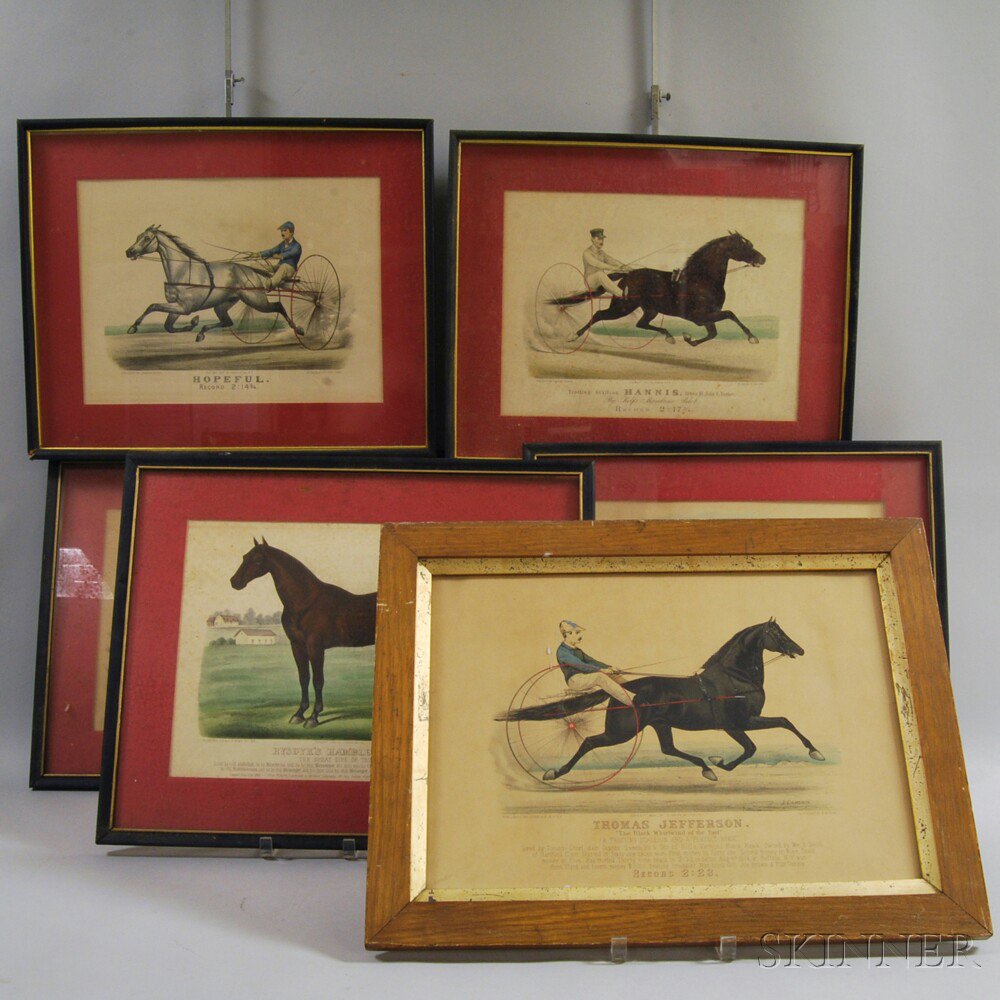 Appraisal: Six Currier Ives Hand-colored Horse Engravings titled Rysdyk's Hambletonian Charley