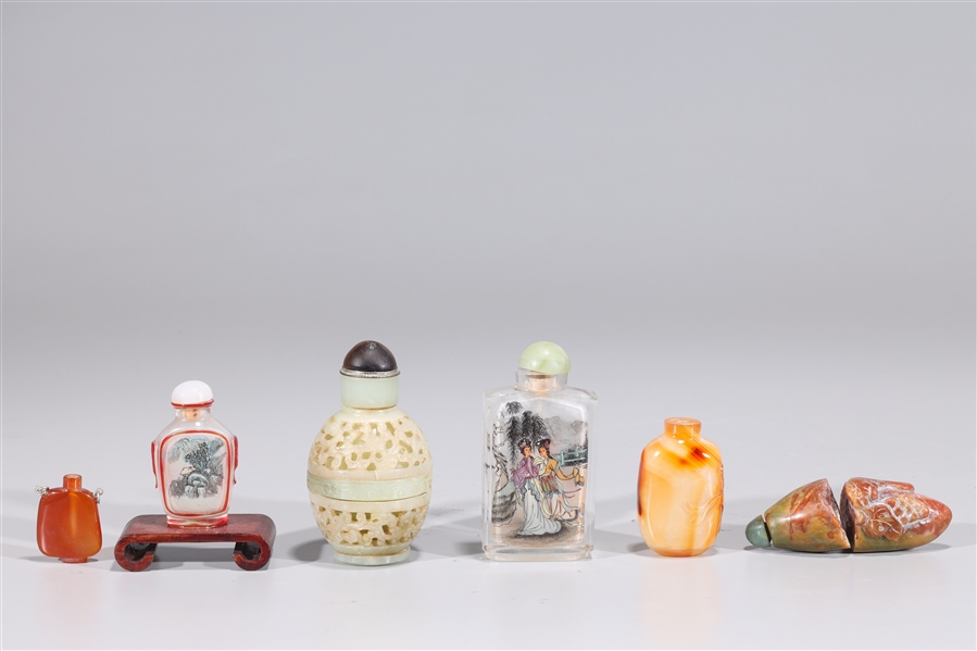 Appraisal: Six various Chinese snuff bottles including one inside painted black