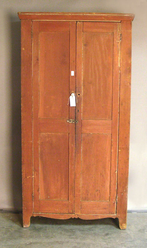 Appraisal: Red stained wall cupboard th c h x w