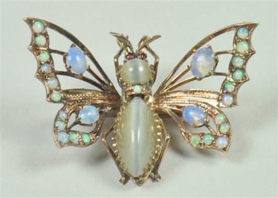 Appraisal: Victorian Butterfly Pin Nine carat gold with opal cats eye