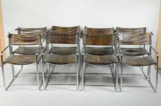 Appraisal: Mid-Century set of eight chrome tubular dining chairs with vinyl