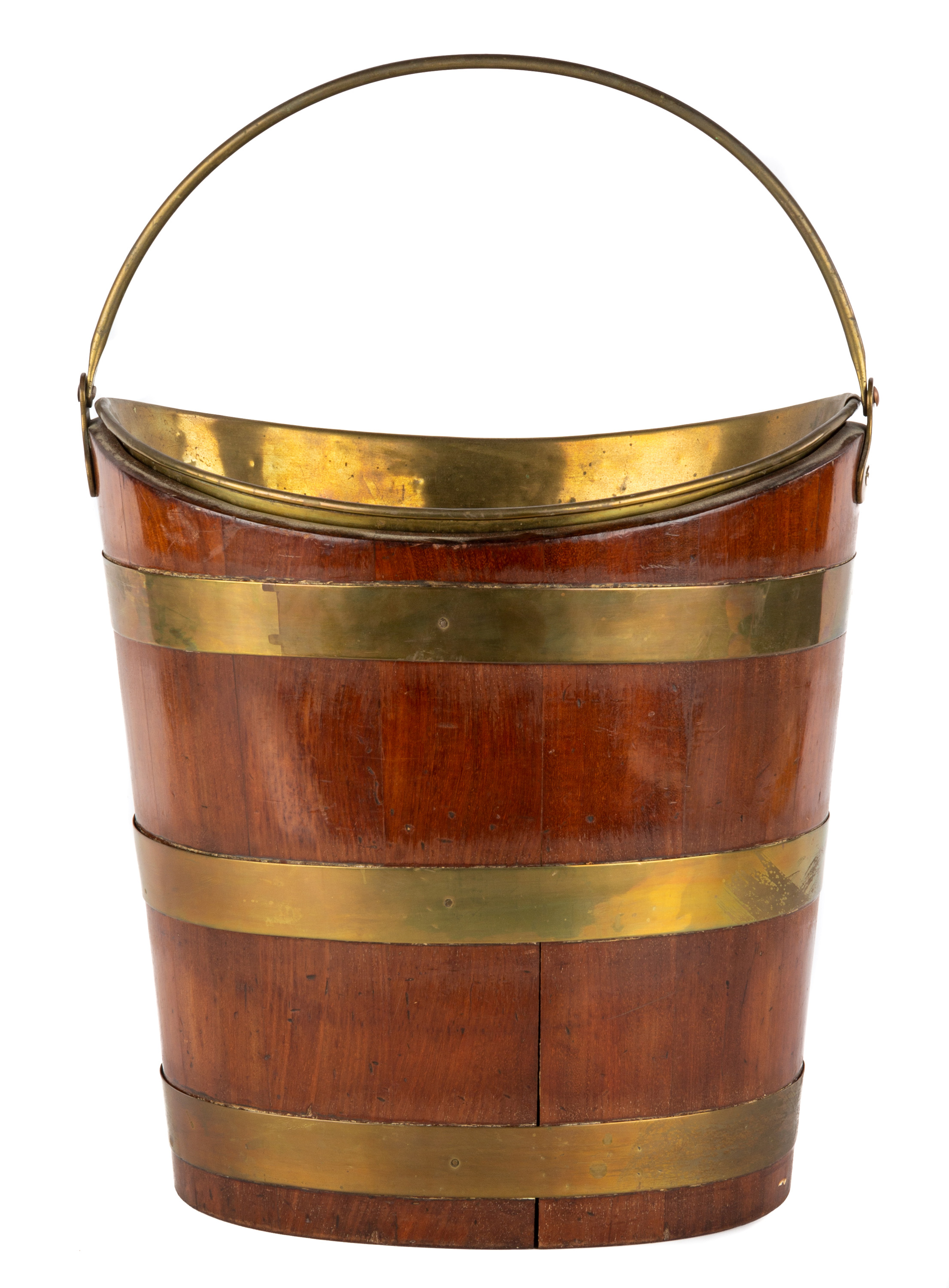 Appraisal: GEORGE III MAHOGANY BRASS BOUND BUCKET Early th century