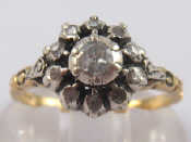 Appraisal: A carat gold rose cut diamond cluster ring size N