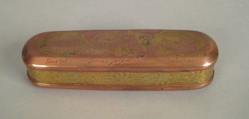 Appraisal: Dutch brass and copper snuff box th c the lid