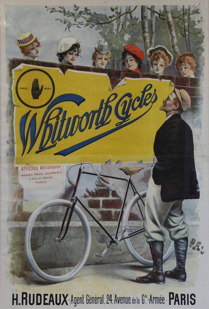 Appraisal: WHITWORTH BICYCLES VINTAGE LITHOGRAPHIC POSTER From a New Rochelle NY