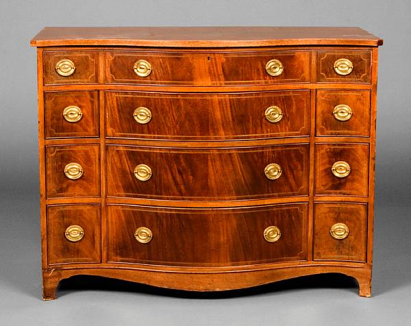 Appraisal: A pair of George III style inlaid mahogany chests of