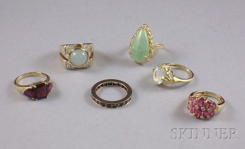 Appraisal: Six kt Gold and Gemstone Rings