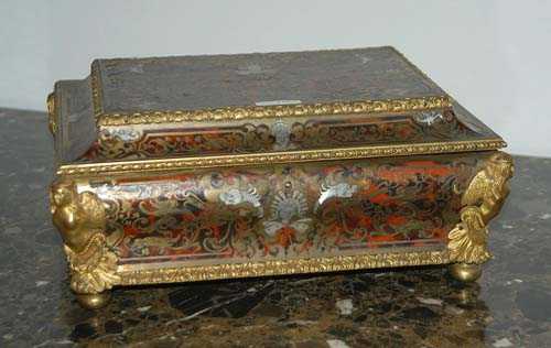 Appraisal: WRITING CASKET WITH BOULLE MARQUETRY late R gence Paris end